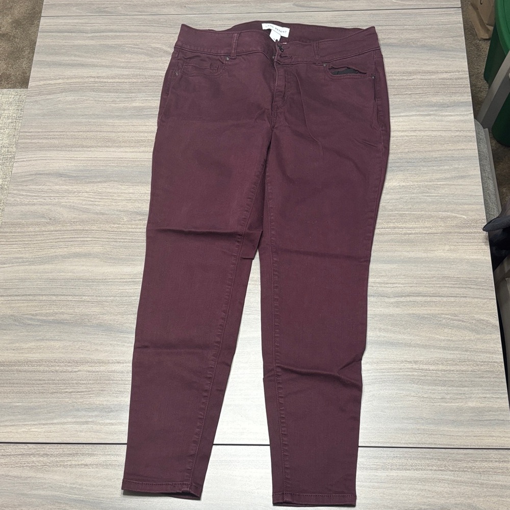 Lane Bryant High Rise Skinny Jeans in Burgundy